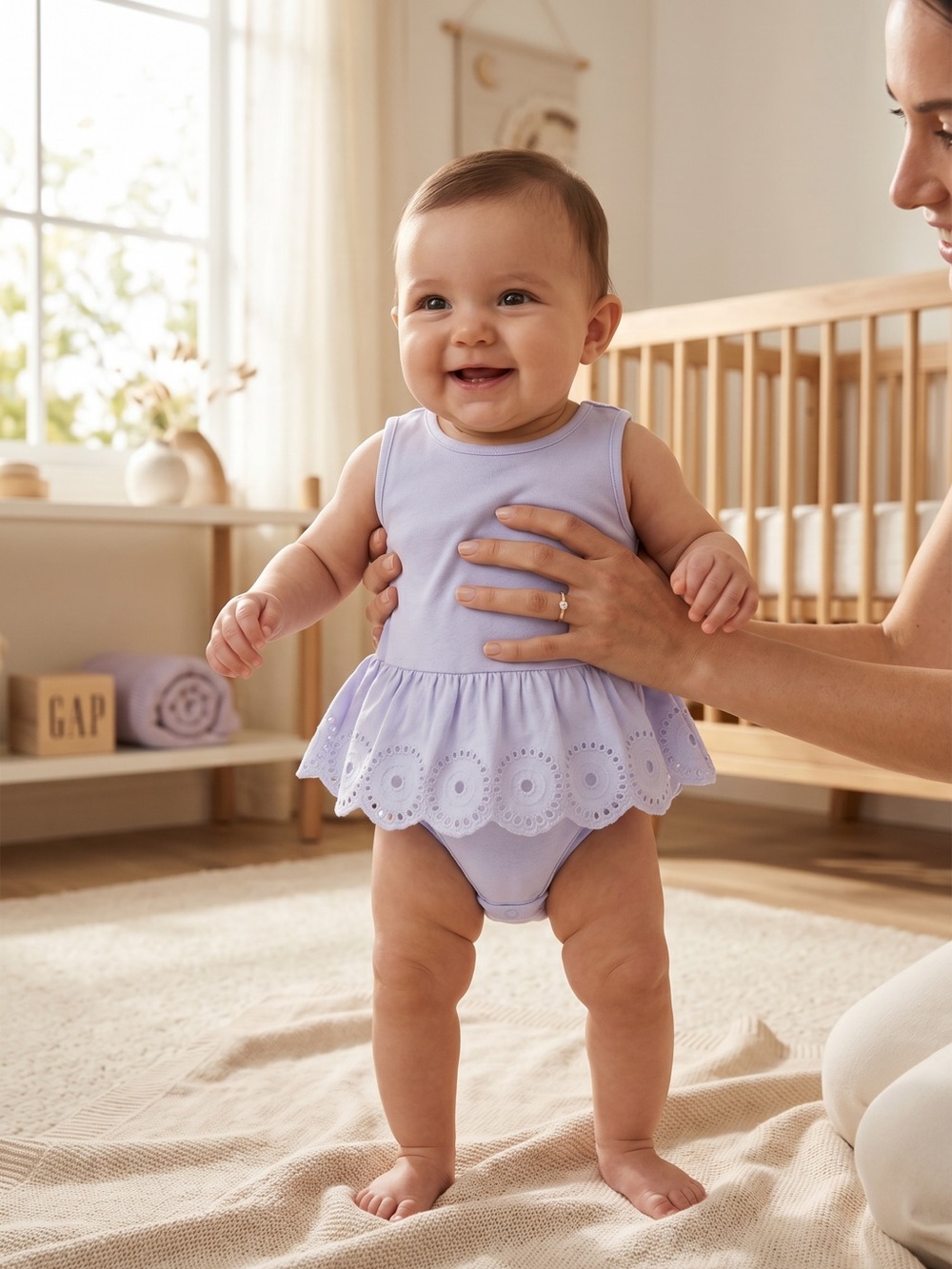 GAP Lavender Eyelet Peplum Baby Bodysuit